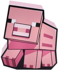 CurePink Stolní 2D dekorativní lampa Minecraft: 2D Prasátko (16 x 14 x 5 cm)