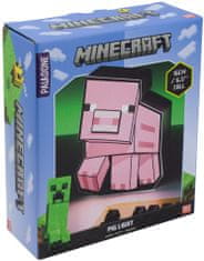 CurePink Stolní 2D dekorativní lampa Minecraft: 2D Prasátko (16 x 14 x 5 cm)