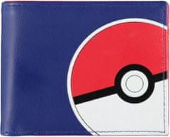 CurePink Otevírací peněženka Pokémon: Pika Pokéball (10 x 9 x 2 cm) modrá