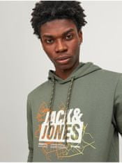 Jack&Jones Zelená pánská mikina s kapucí Jack & Jones Map S