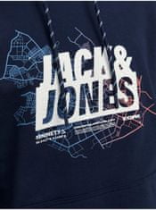 Jack&Jones Tmavě modrá pánská mikina s kapucí Jack & Jones Map M