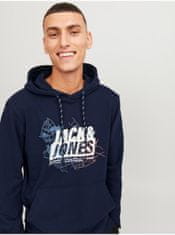 Jack&Jones Tmavě modrá pánská mikina s kapucí Jack & Jones Map M