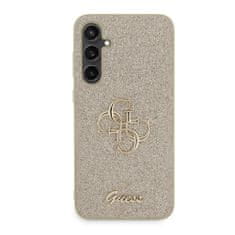 Guess Zadní kryt PU Fixed Glitter 4G Metal Logo pro Samsung Galaxy S23 FE Gold