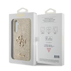 Guess Zadní kryt PU Fixed Glitter 4G Metal Logo pro Samsung Galaxy S23 FE Gold