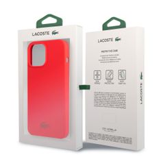 Lacoste Zadní kryt Liquid Silicone Glossy Printing Logo pro iPhone 13 Pro Red