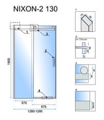 BPS-koupelny Jednokřídlé posuvné sprchové dveře REA NIXON-2 LEVÉ pro instalaci do niky 130, chrom