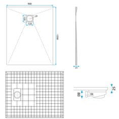 BPS-koupelny Obdélníková sprchová vanička z SMC kompozitu REA MAGNUM 120x90 cm, bílá