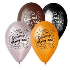 Latexové balónky - Šťastný nový rok - Silvestr - 5 ks - 30 cm