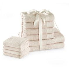 AmeliaHome Sada bavlněných ručníků AMARI 2+4+4 ks ecru, velikost 2*70x140+4*50x100+4*30x50