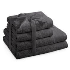 AmeliaHome Sada bavlněných ručníků AMARI uhlová, velikost 2*70x140+2*50x100