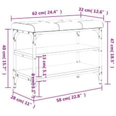 Vidaxl Lavice s botníkem hnědý dub 62 x 32 x 47 cm kompozitní dřevo