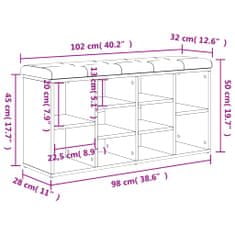 Vidaxl Lavice s botníkem hnědý dub 102 x 32 x 50 cm kompozitní dřevo