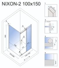 BPS-koupelny Sprchový kout REA NIXON 100/zástěna x 150/dveře cm, LEVÝ, chrom