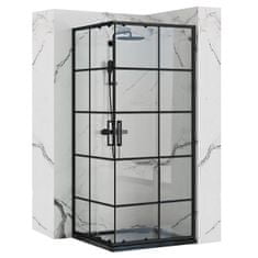 BPS-koupelny Čtvercový sprchový kout REA CONCEPT 90x90 cm, černý se sprchovou vaničkou Savoy černá