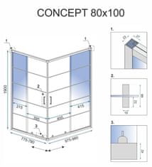 REA Sprchový kout CONCEPT 80x100 - černý