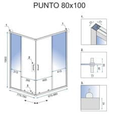 BPS-koupelny Obdélníkový sprchový kout REA PUNTO 80x100 cm, chrom se sprchovou vaničkou Savoy bílá
