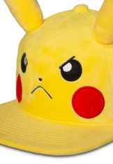 CurePink Čepice snapback - kšiltovka Pokémon: Naštvaný Pikachu s ušima (nastavetelná) žlutý polyester