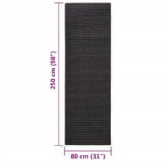 Vidaxl Koberec přírodní sisal 80 x 250 cm černý