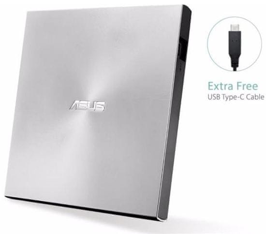 ASUS Mechanika SDRW-08U9M-U externí, USB 2.0 a Typ-C, stříbrná