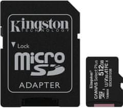 Kingston Paměťová karta Canvas Select Plus A1 512GB microSDXC, Class 10, 100W/85R s adaptérem