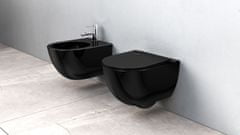 REA Závěsná WC mísa CARLO Mini Rimless Flat - černá