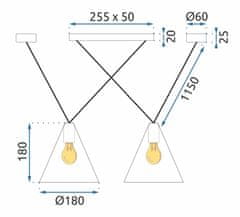 Toolight Stropní závěsné svítidlo ve stylu Loft APP548-2CP Black