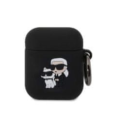 Karl Lagerfeld Pouzdro pro AirPods 1 / 2 černé - Karl Lagerfeld 3D Logo NFT Karl and Choupette