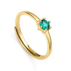 Viceroy Půvabný pozlacený prsten se zeleným zirkonem Clasica 9115A01 (Obvod 55 mm)