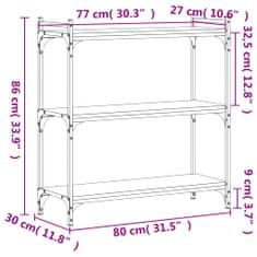 Greatstore Knihovna se 3 policemi černá 80 x 30 x 86 cm kompozitní dřevo