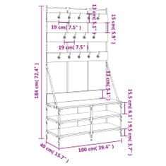 Vidaxl Stojan na oblečení s prostorem pro obuv hnědý dub 100x40x184 cm