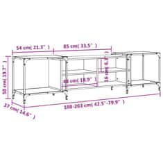 Vidaxl TV skříňka šedá sonoma 203 x 37 x 50 cm kompozitní dřevo