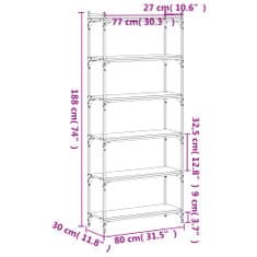 Vidaxl Knihovna se 6 policemi černá 80 x 30 x 188 cm kompozitní dřevo