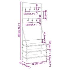 Vidaxl Stojan na oblečení s prostorem pro obuv hnědý dub 72x34x184 cm