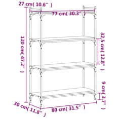 Vidaxl Knihovna se 4 policemi černá 80 x 30 x 120 cm kompozitní dřevo