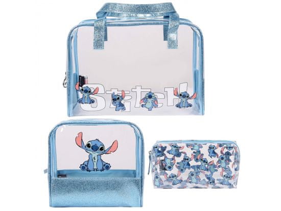 sarcia.eu DISNEY Stitch Modrá sada cestovních kosmetických taštiček se zipem, 3 ks.