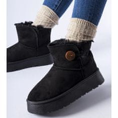 Černé zateplené sněhové boty na knoflíky velikost 40