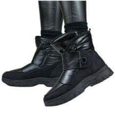 Černé zateplené sněhové boty na suchý zip na zimu velikost 38