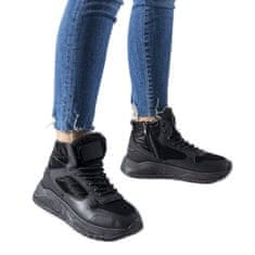 Černé zateplené sportovní sněhové boty velikost 37