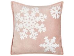 Beliani Sametový polštář vánoční motiv 45 x 45 cm růžový MURRAYA