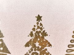 Beliani Sada 2 sametových polštářů potisk vánoční stromeček 30 x 50 cm růžové ALSOBIA