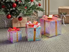 Beliani Sada 3 LED dekorací vánoční dárky 25 cm vícebarevná CAPELLA