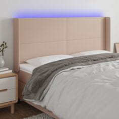 Vidaxl Čelo postele s LED cappuccino 183 x 16 x 118/128 cm umělá kůže