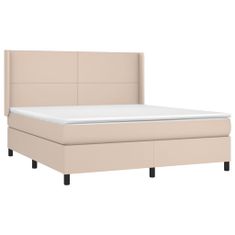 Vidaxl Box spring postel matrace a LED cappuccino 160x200cm umělá kůže