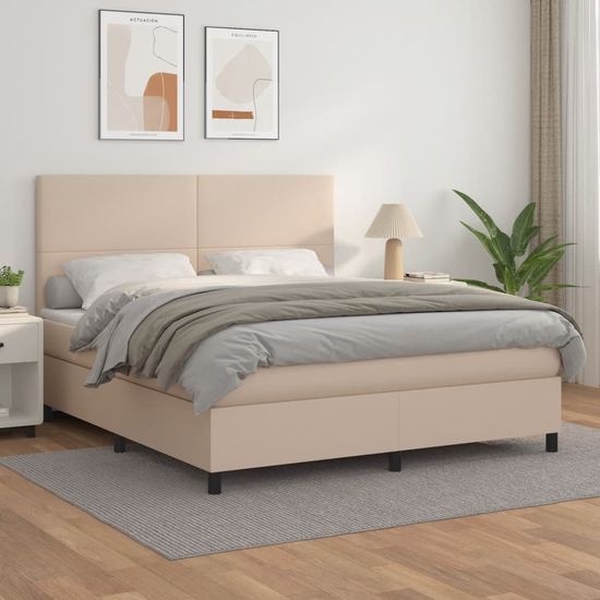 Greatstore Box spring postel s matrací cappuccino 180 x 200 cm umělá kůže