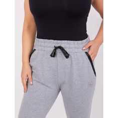 RELEVANCE Dámské kalhoty s nášivkou melanžové plus size šedé RV-DR-6736.58_405340 4XL