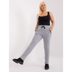 RELEVANCE Dámské kalhoty s nášivkou melanžové plus size šedé RV-DR-6736.58_405340 4XL