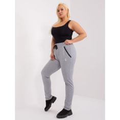 RELEVANCE Dámské kalhoty s nášivkou melanžové plus size šedé RV-DR-6736.58_405340 4XL