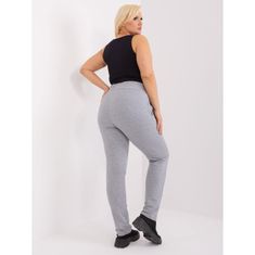 RELEVANCE Dámské kalhoty s nášivkou melanžové plus size šedé RV-DR-6736.58_405340 4XL