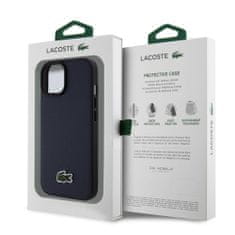 Lacoste Iconic Petit Pique Woven Logo kryt s MagSafe pro iPhone 15, tmavě modrý Tmavě modrá