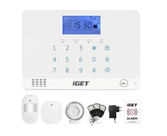 iGET Alarm SECURITY M3B Domovní bezdrátový GSM zabezpečovací systém, CZ lokalizace, základní set
